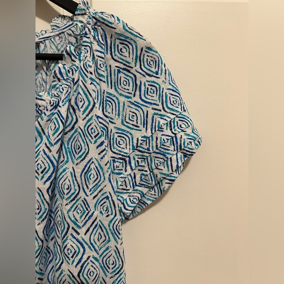 Hatley Ripples Blue Blouse Size Small A- Line Ruffles Buttons Womens - Picture 7 of 15